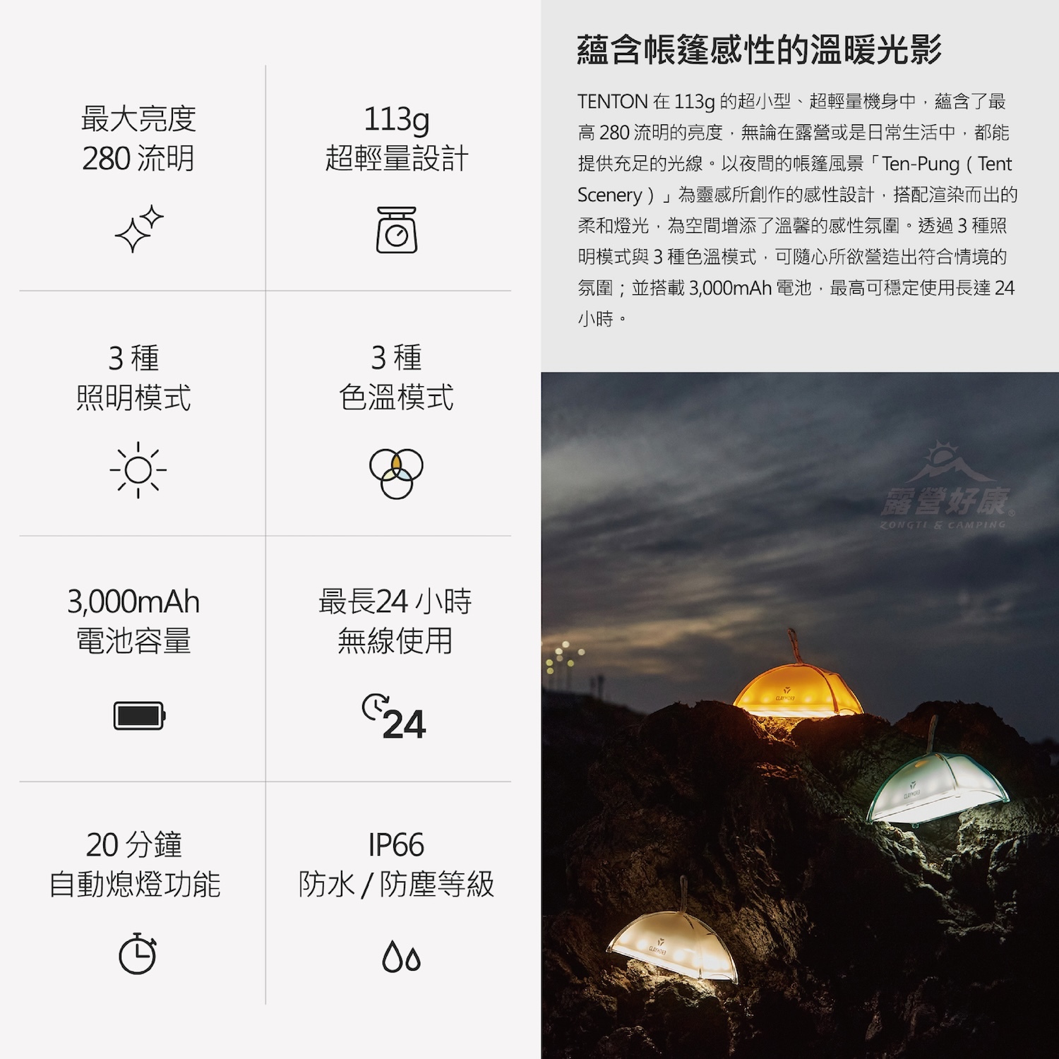 【CLAYMORE】帳篷小夜燈 AC14