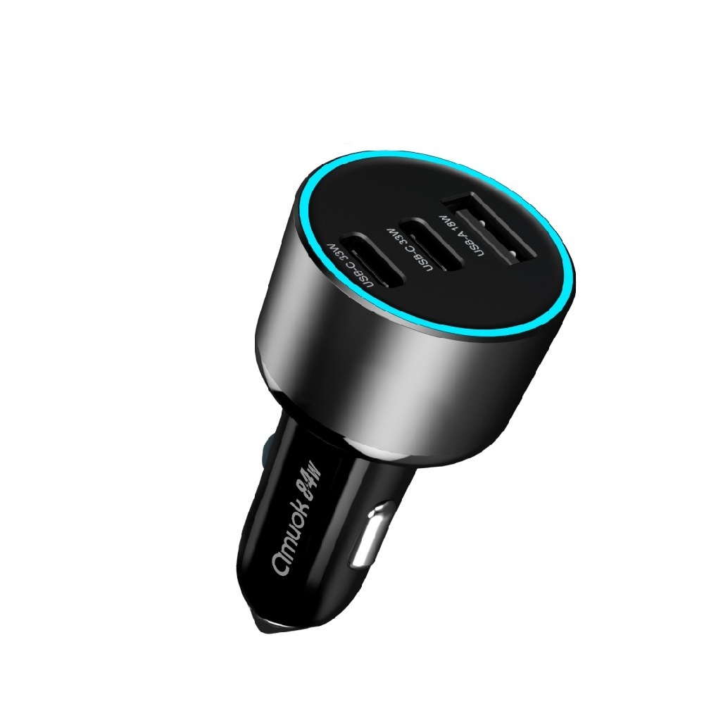 【amuok】84W 車載三孔快充器 TC+TC+USB