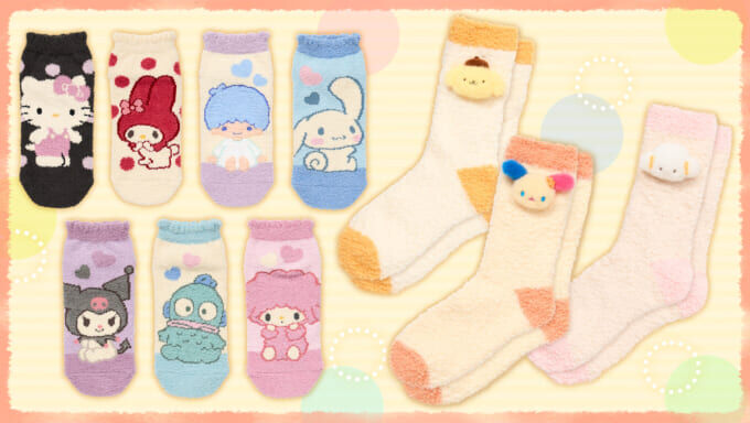 日本 Sanrio 立體公仔頭毛絨長襪