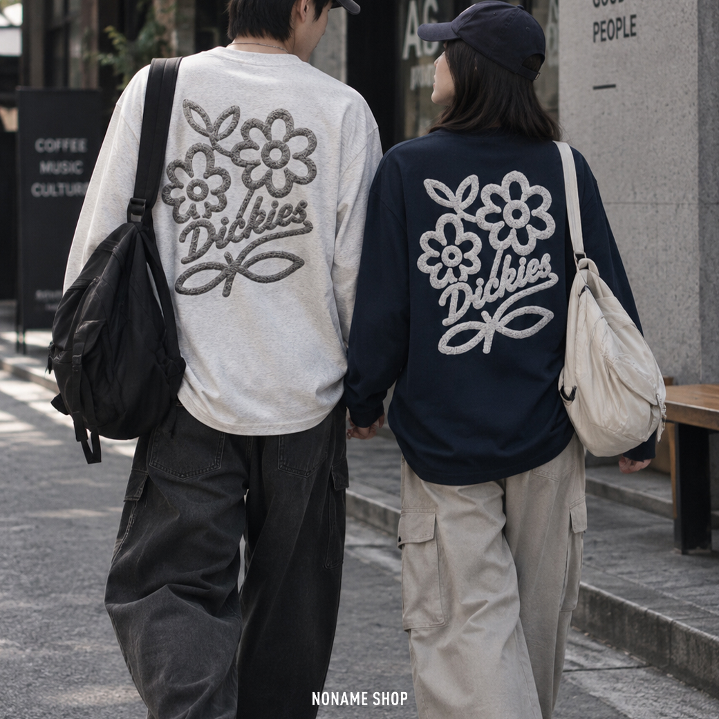 DICKIES 重磅 復古 刺繡 花花 長袖 四色 (男/女同款)
