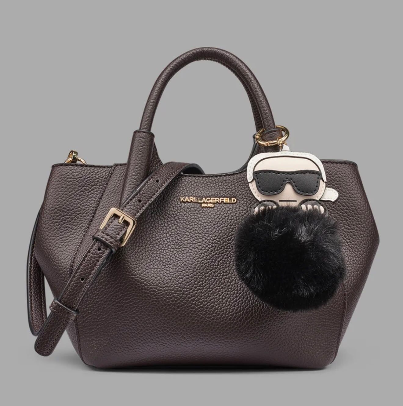 Karl Lagerfeld 老佛爺吊飾斜孭袋 (啡) KL55