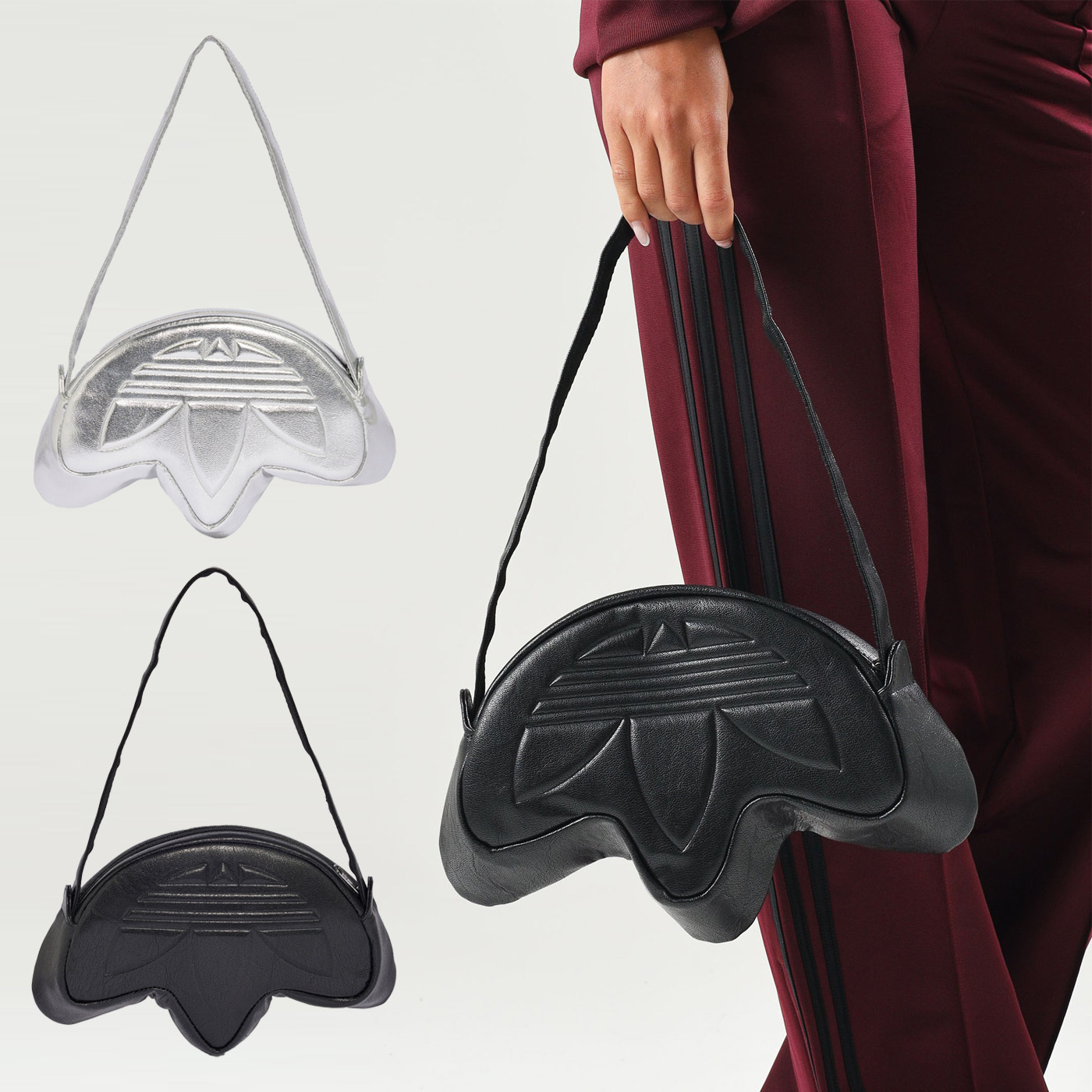 ADIDAS TRF BAG MET 黑色 銀色 立體 三葉草 金屬感 1.9L 小包 手提包 肩背包【KR1602/KR1604】