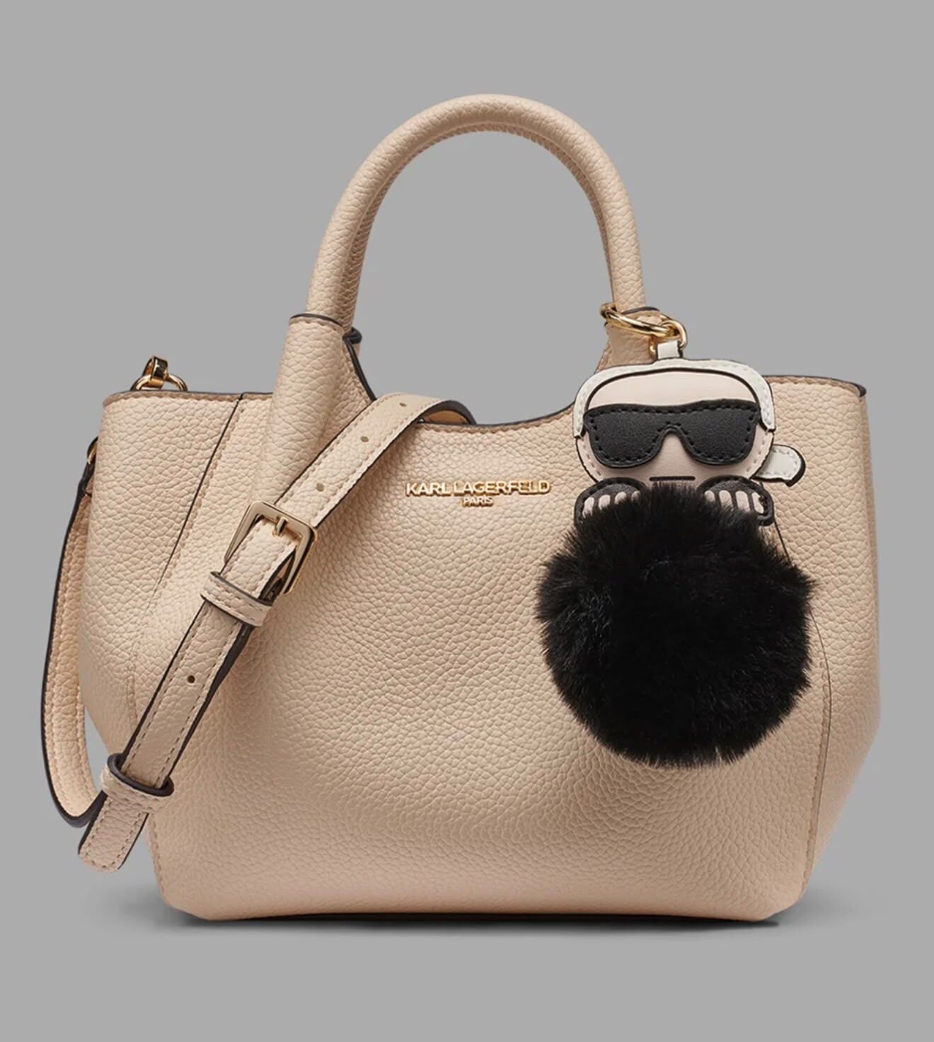 Karl Lagerfeld 老佛爺吊飾斜孭袋 (米) KL56