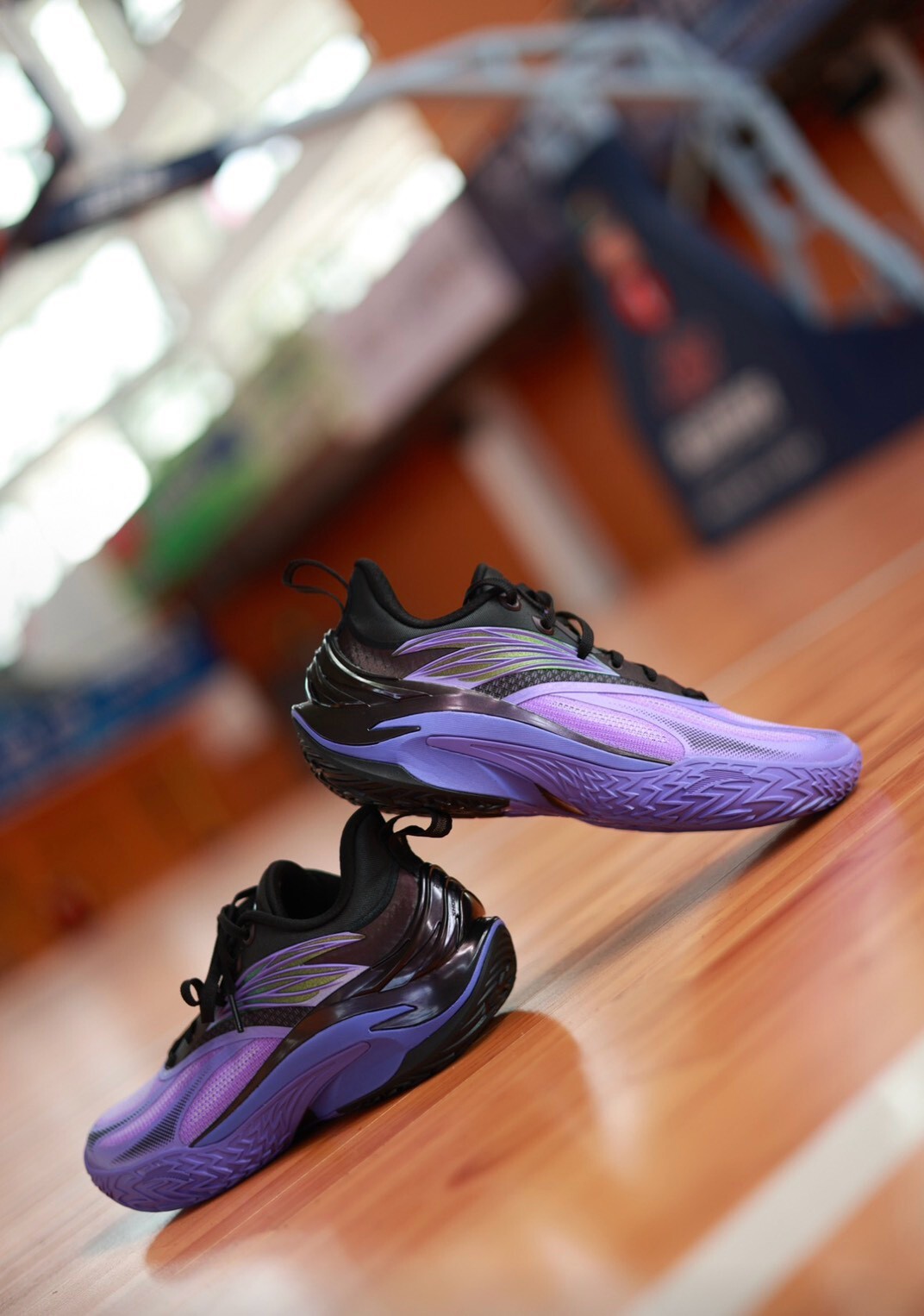 （連線代購商品）男鞋 ANTA SHOCK X 狂潮8 紫色 實戰 耐磨 籃球鞋【112631111-4】