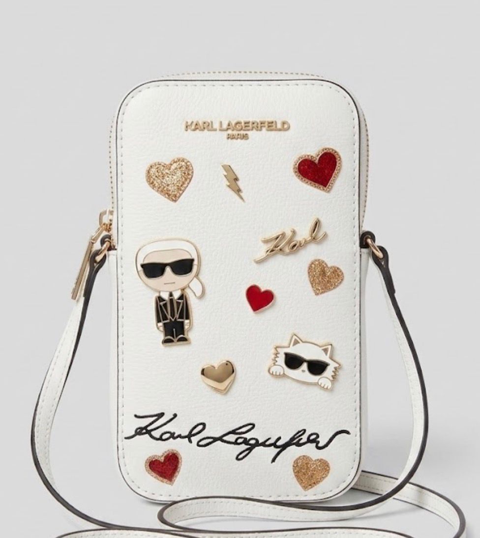 Karl Lagerfeld 貓貓老佛爺電話袋 (白) KL58