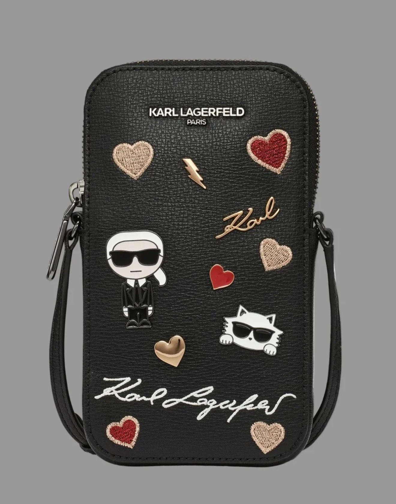 Karl Lagerfeld 貓貓老佛爺電話袋 (黑) KL57