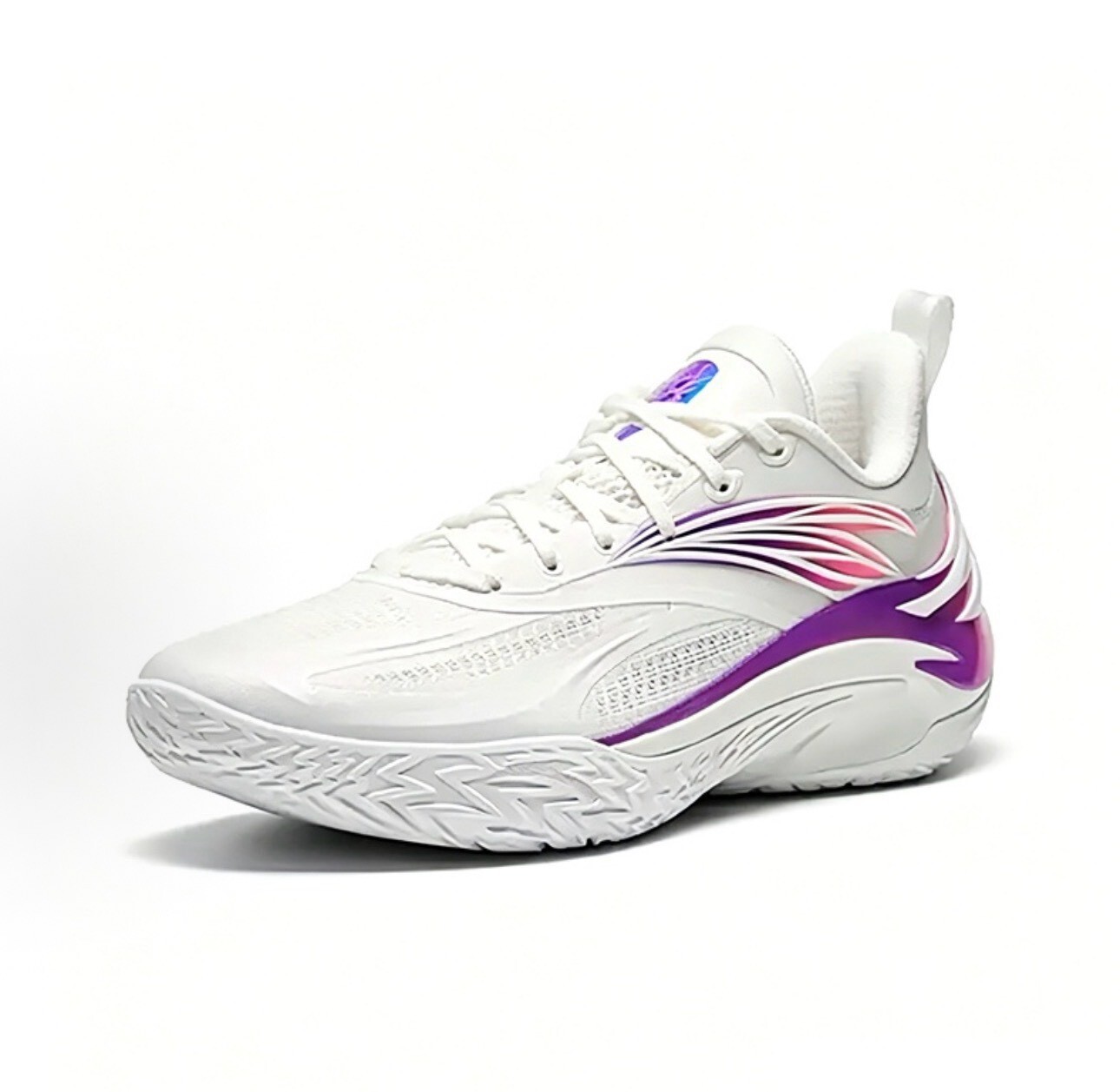 （連線代購商品）男鞋 ANTA SHOCK X 狂潮8 白紫 實戰 耐磨 籃球鞋【112631111-3】