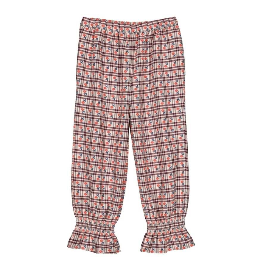 HELLO SIMONE 山茶花格紋束口波浪下襬長褲 Mirliton pants Camelia Check
