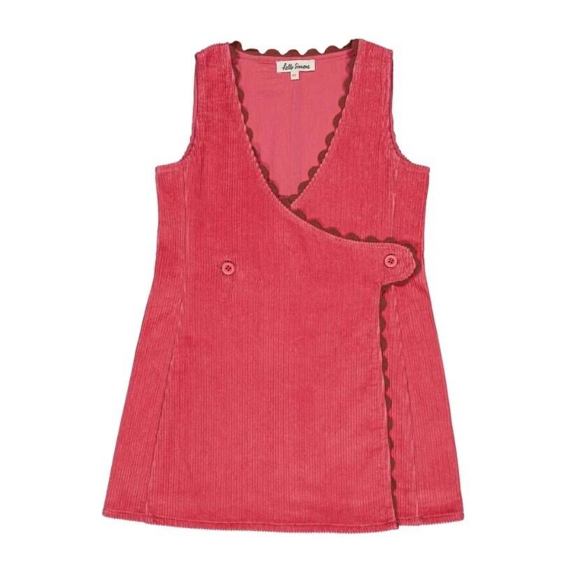 HELLO SIMONE 波浪V領燈芯絨背心裙 Claudia dress Desert Rose