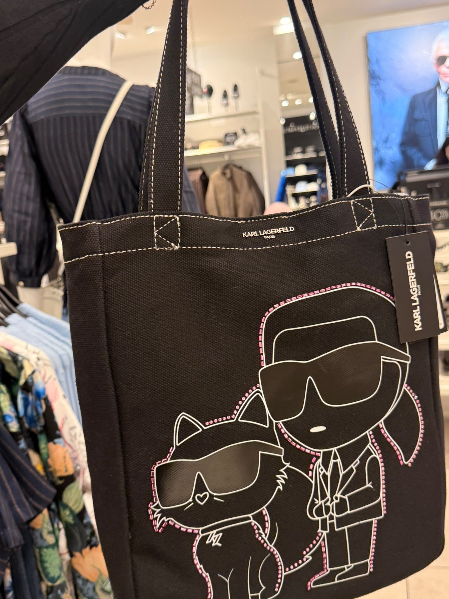 Karl Lagerfeld 薄身Tote Bag (貓貓老佛爺-黑) KL61