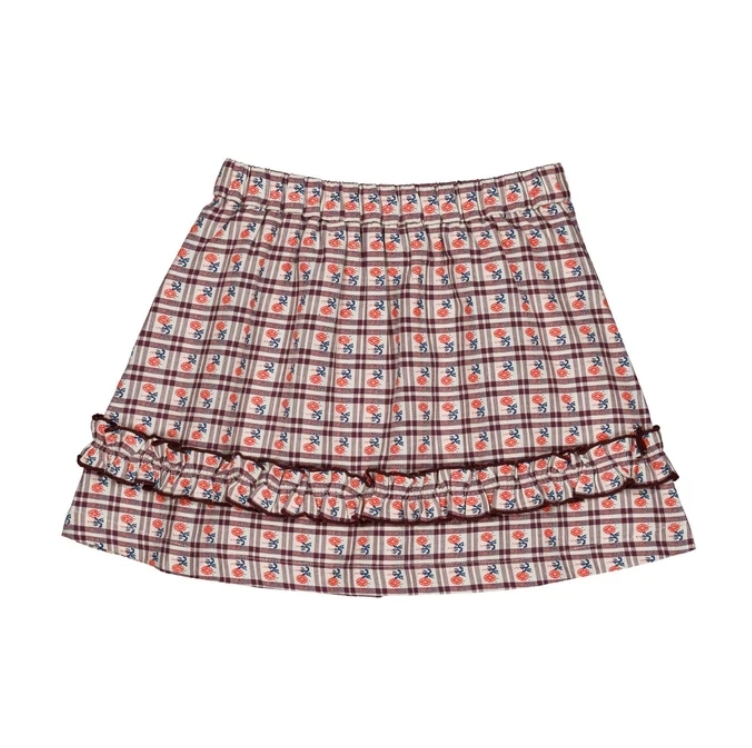 HELLO SIMONE 山茶花格紋荷葉邊短裙 Tina Skirt Camelia Check