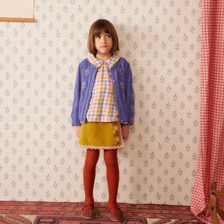 HELLO SIMONE 花朵前開衩燈芯絨波浪邊短裙 Scout skirt Moss