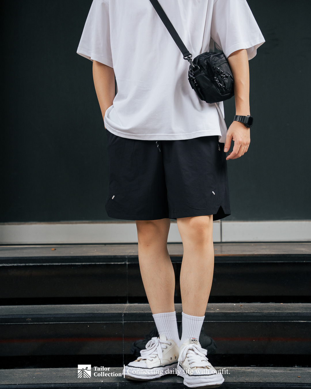 #預購 Tailor collection 戶外 分割設計 撞色抽繩 休閒五分短褲 三色