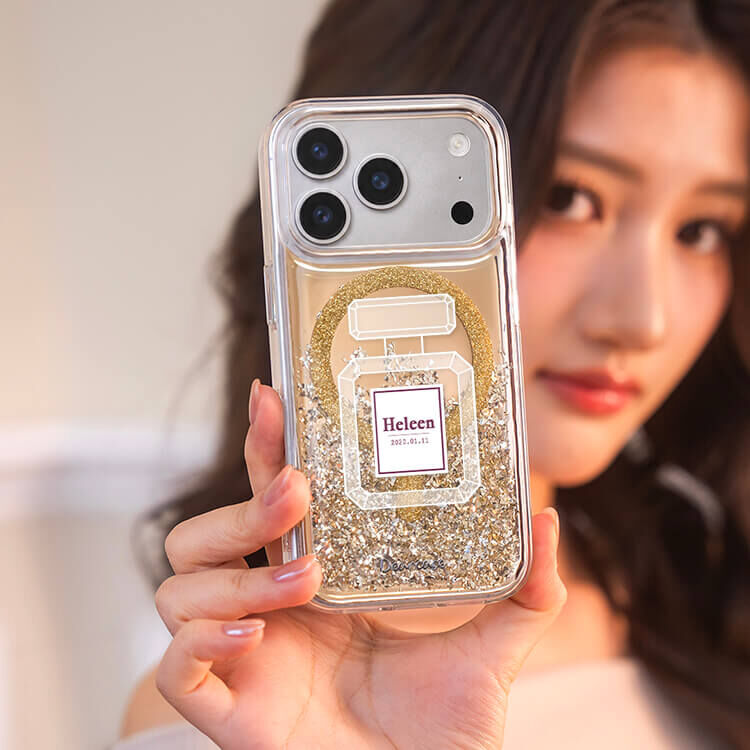 清新香水 (MagSafe磁吸) 閃耀金鏡面殼 - (訂製名字) iPhone客製化手機殼