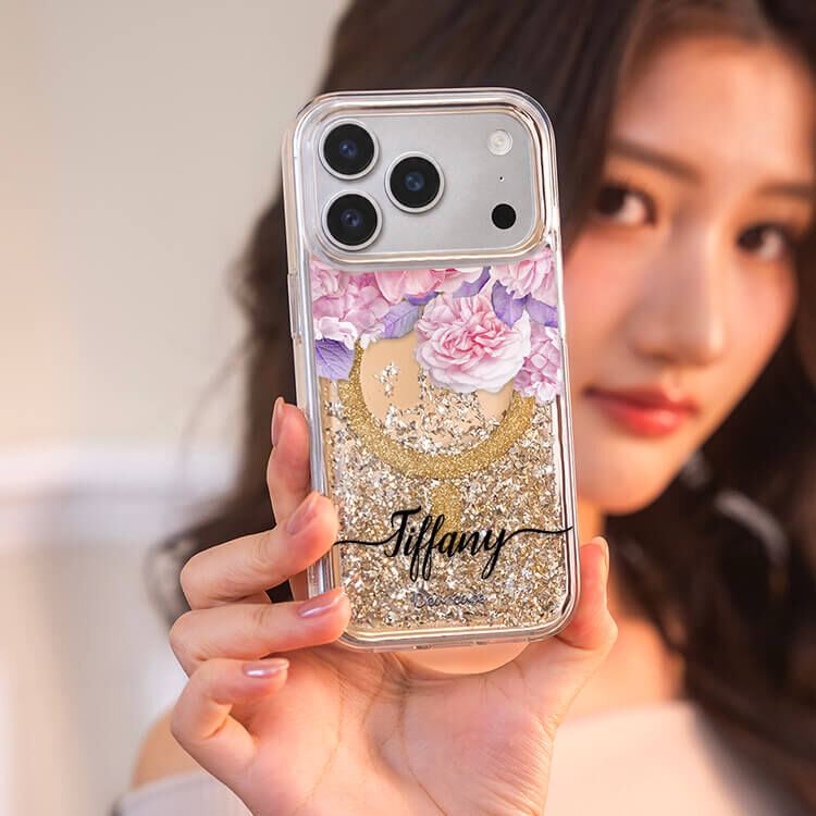 少女玫瑰 (MagSafe磁吸) 閃耀金鏡面殼 - (訂製名字) iPhone客製化手機殼
