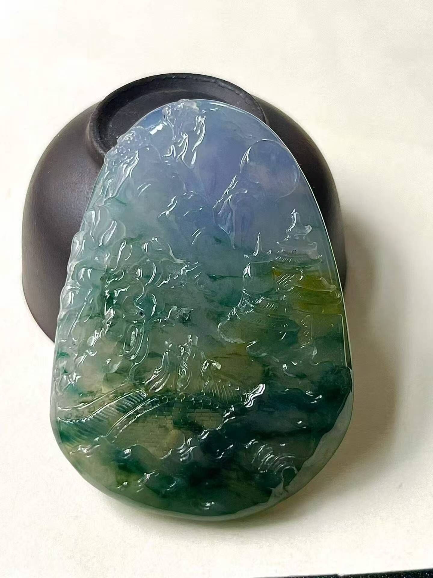 翡翠山水牌,天然翡翠A玉, 緬甸玉, Jade, Jadeite