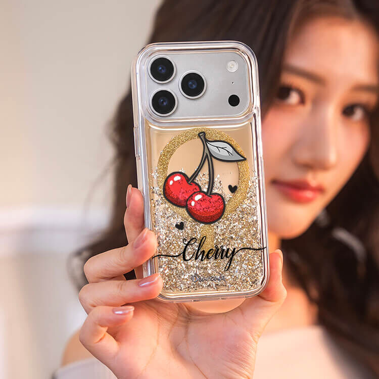 可愛小櫻 (MagSafe磁吸) 閃耀金鏡面殼 - (訂製名字) iPhone客製化手機殼