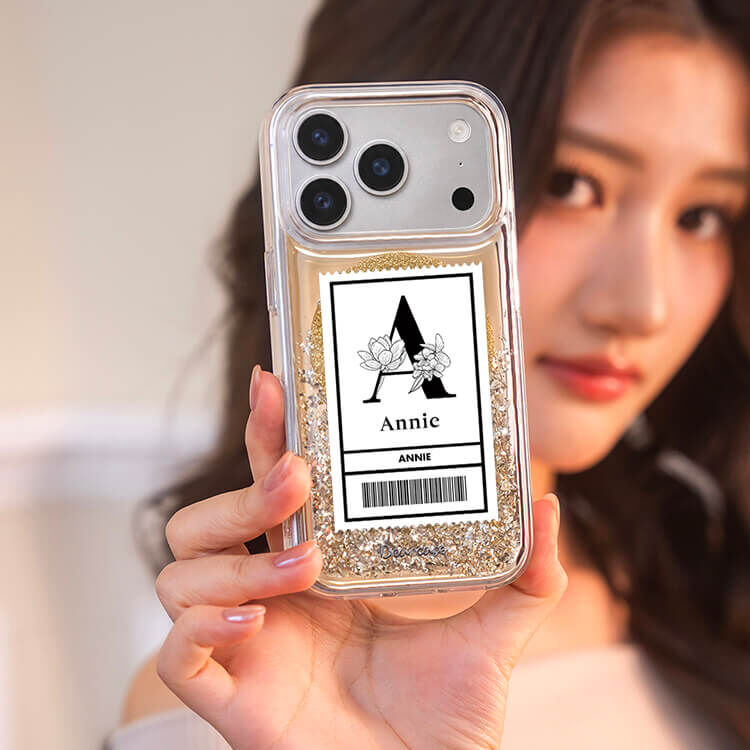 大字條碼 (MagSafe磁吸) 閃耀金鏡面殼 - (訂製名字) iPhone客製化手機殼