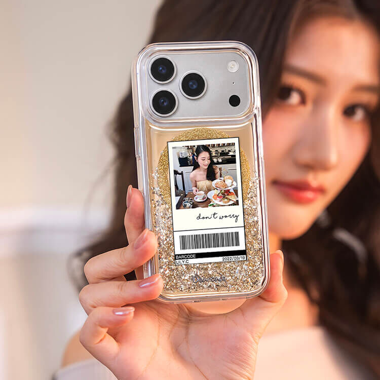 照片載具 (MagSafe磁吸) 閃耀金鏡面殼 - (訂製名字) iPhone客製化手機殼