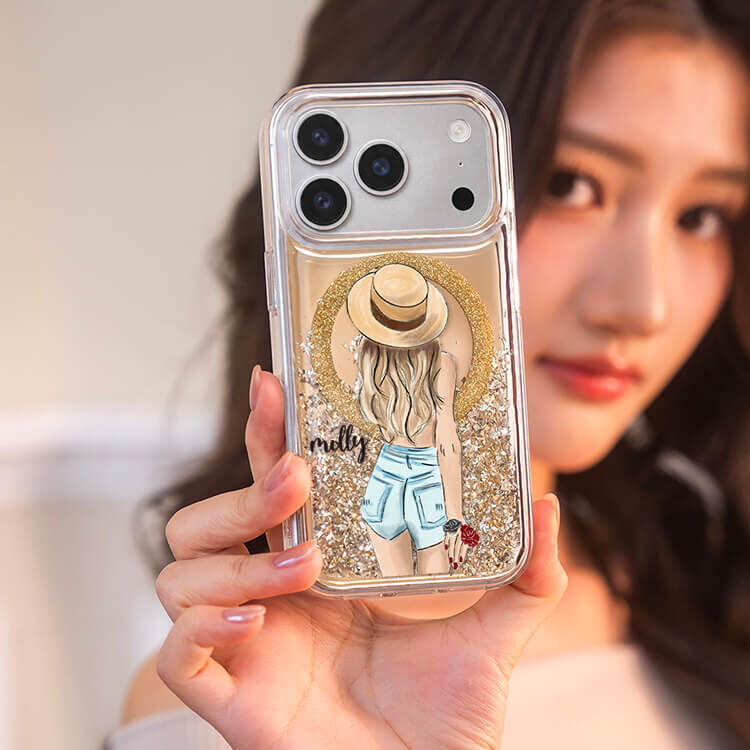 個性女孩 (MagSafe磁吸) 閃耀金鏡面殼 - (訂製名字) iPhone客製化手機殼