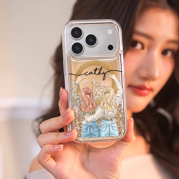 閨蜜女孩 (MagSafe磁吸) 閃耀金鏡面殼 - (訂製名字) iPhone客製化手機殼