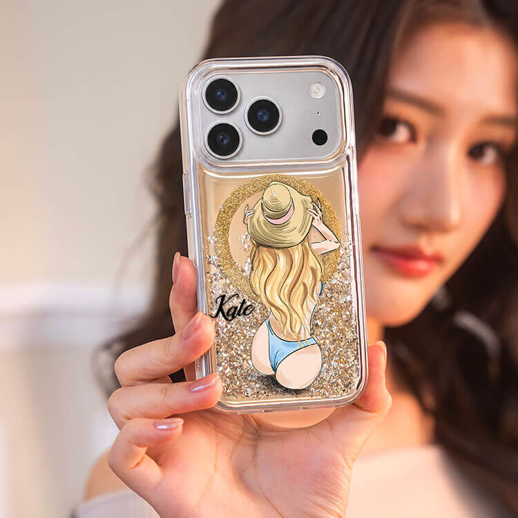 熱情女孩 (MagSafe磁吸) 閃耀金鏡面殼 - (訂製名字) iPhone客製化手機殼