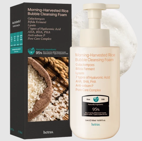 WB23 Hetras  Morning Harvested Rice Bubble Cleansing Foam  米糠泡泡潔面乳500ml