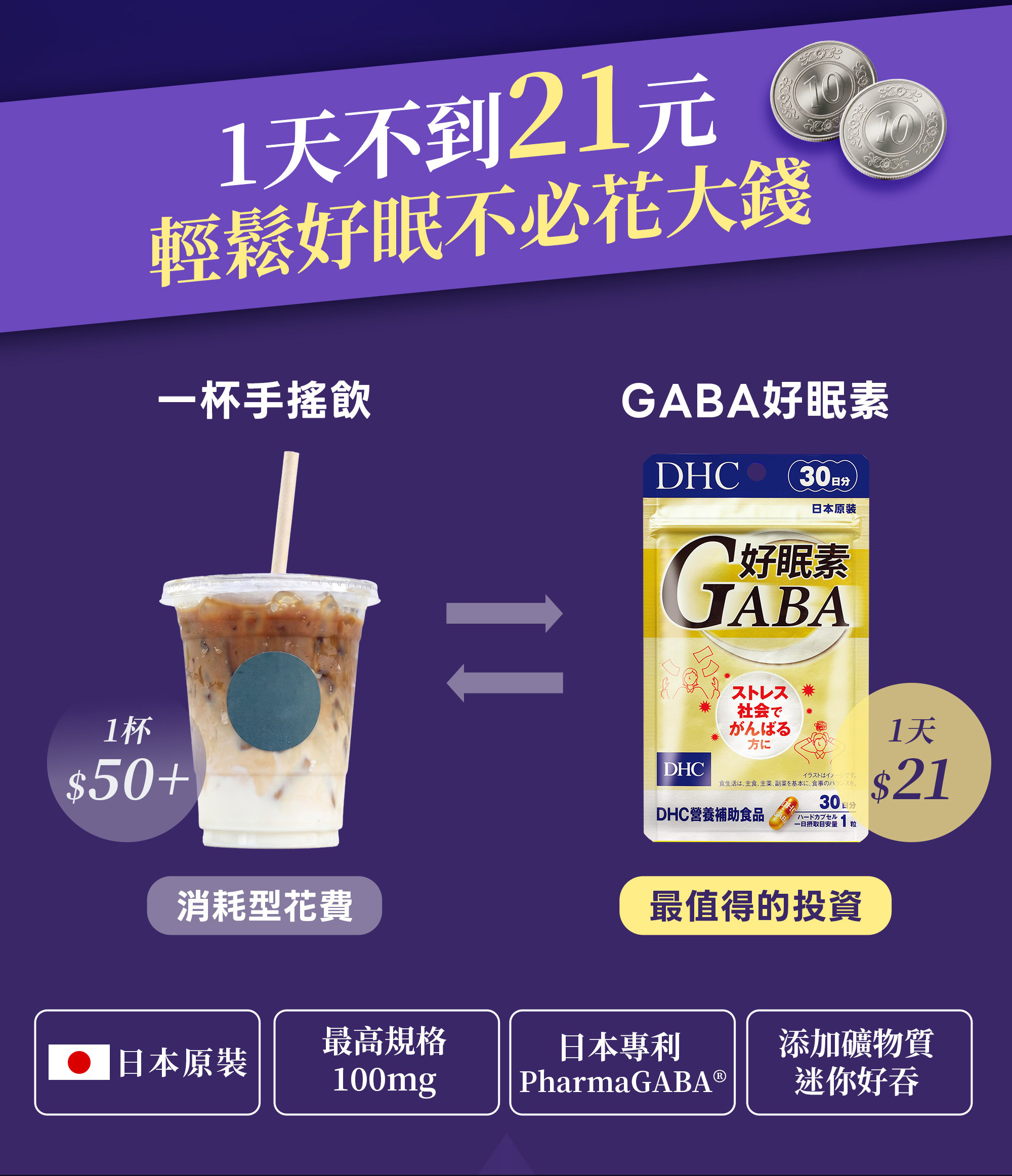 2-DHC,好眠素Gaba,一天不到21元,輕鬆好眠不必花大錢