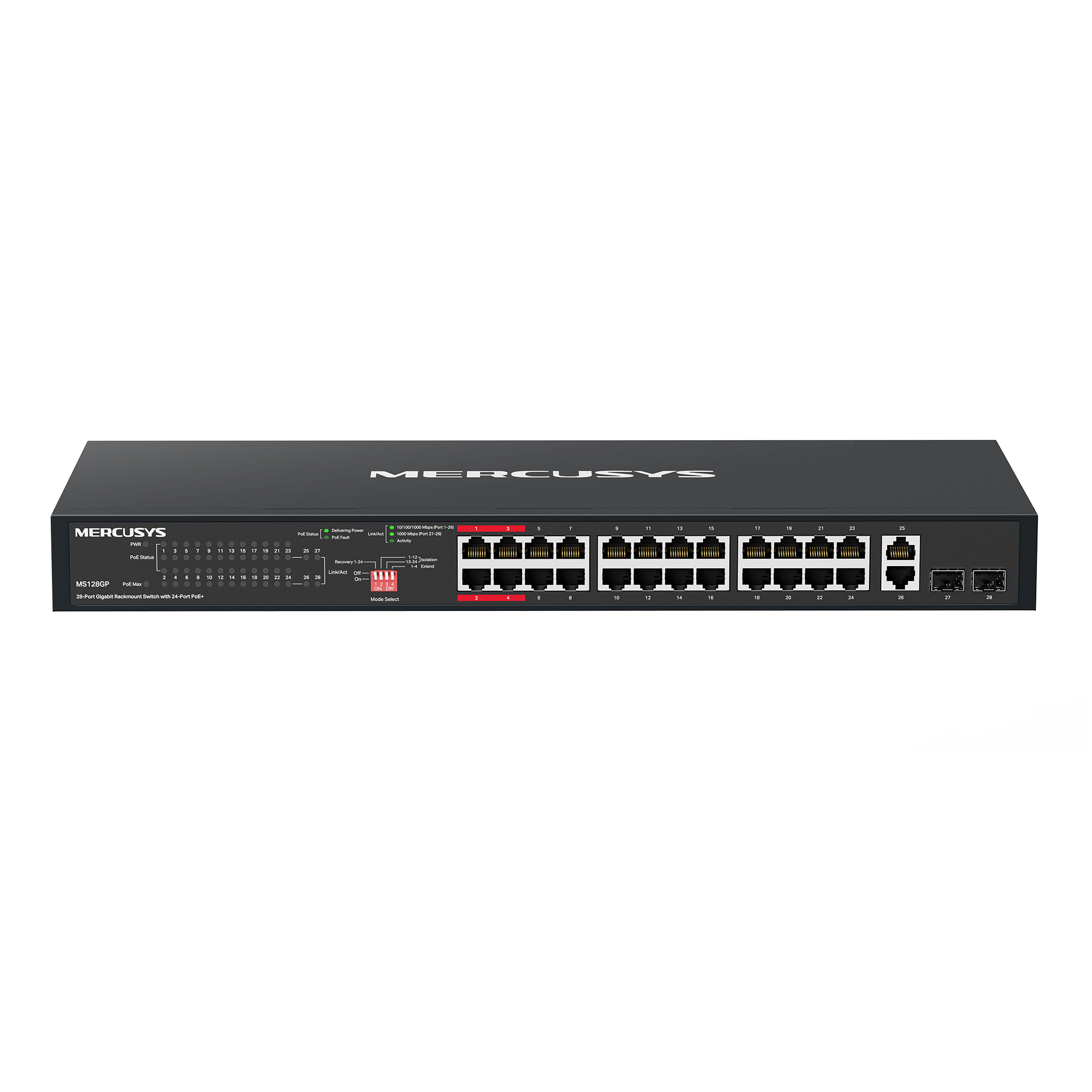 Mercusys MS128GP, 28-Port Gigabit 機架式交換機 (24個PoE+ Port)