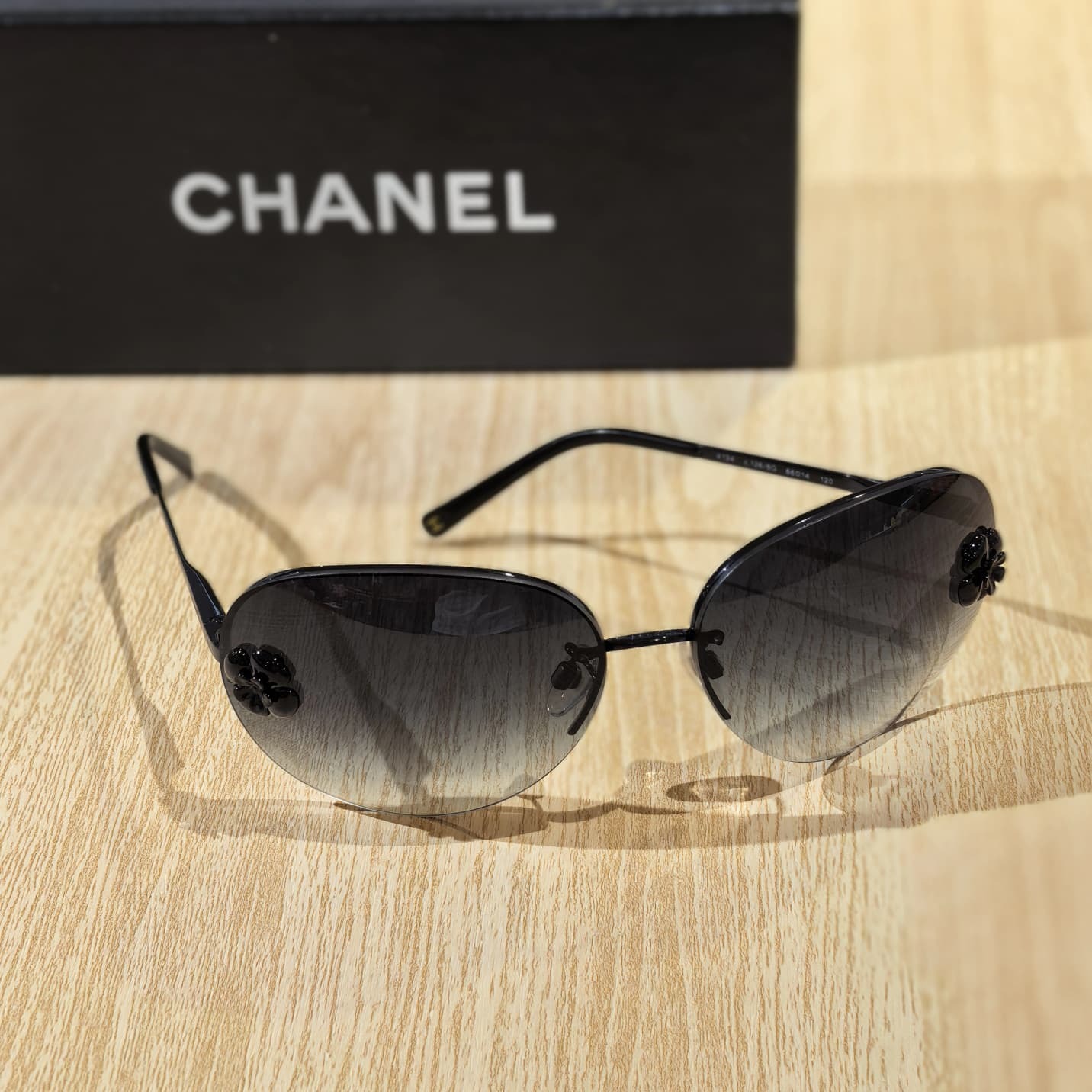 98%NEW二手CHANEL太陽眼鏡, 4134 山茶花無框漸層鏡片, Camellia Sunglasses #香榭站正品