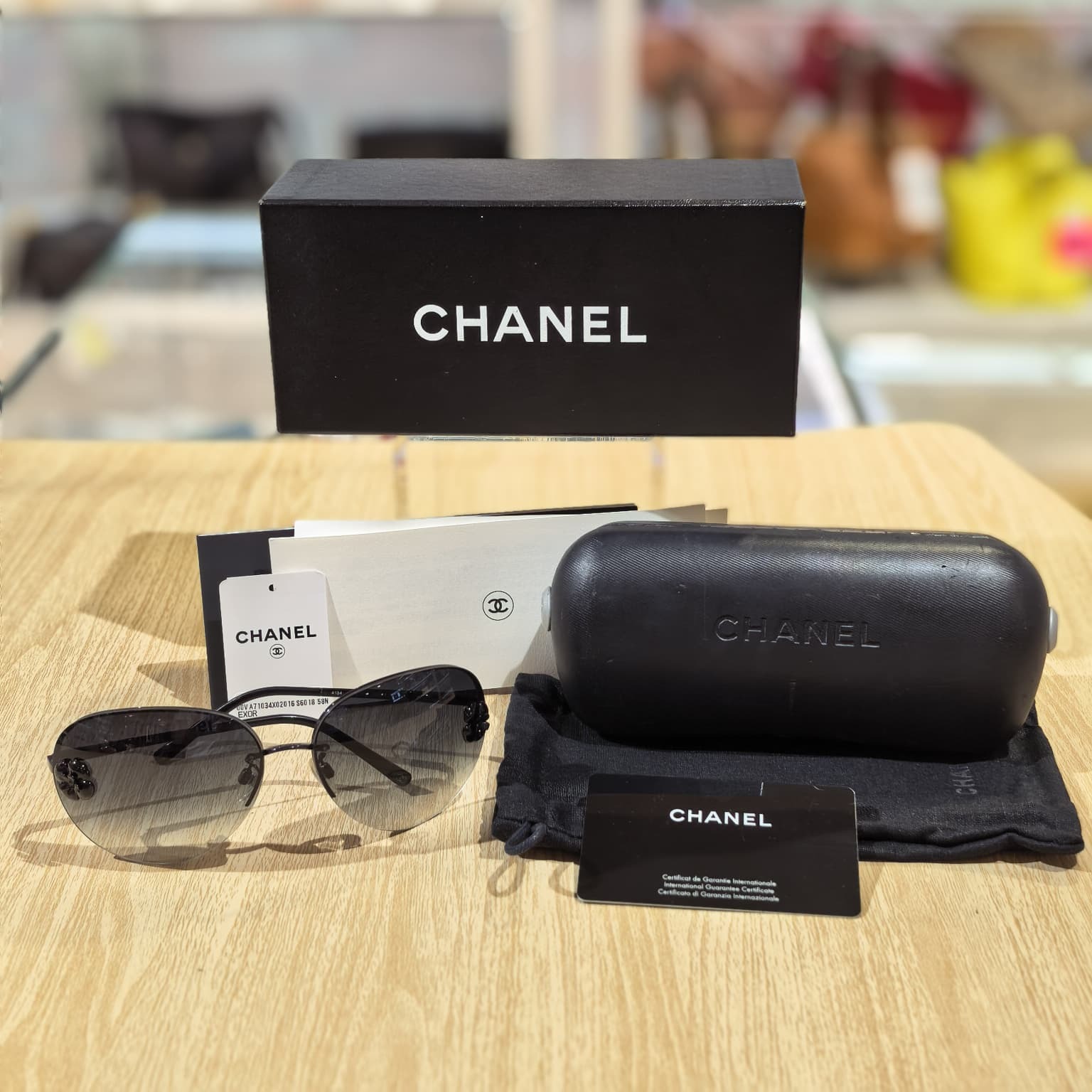 98%NEW二手CHANEL太陽眼鏡, 4134 山茶花無框漸層鏡片, Camellia Sunglasses #香榭站正品