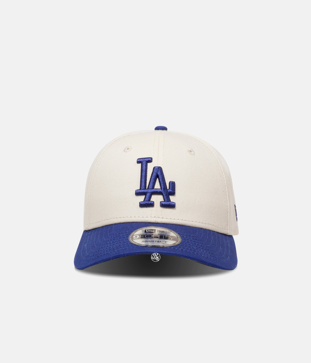 New Era 9Forty Cap LA 燕麥白底 皇家藍Logo棒球帽