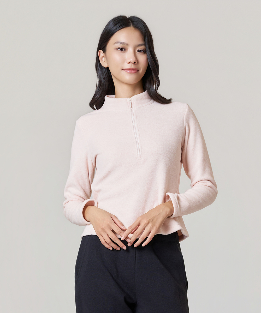 YA系列 超細刷絨女拉鍊立領長袖衫 UE0F3426