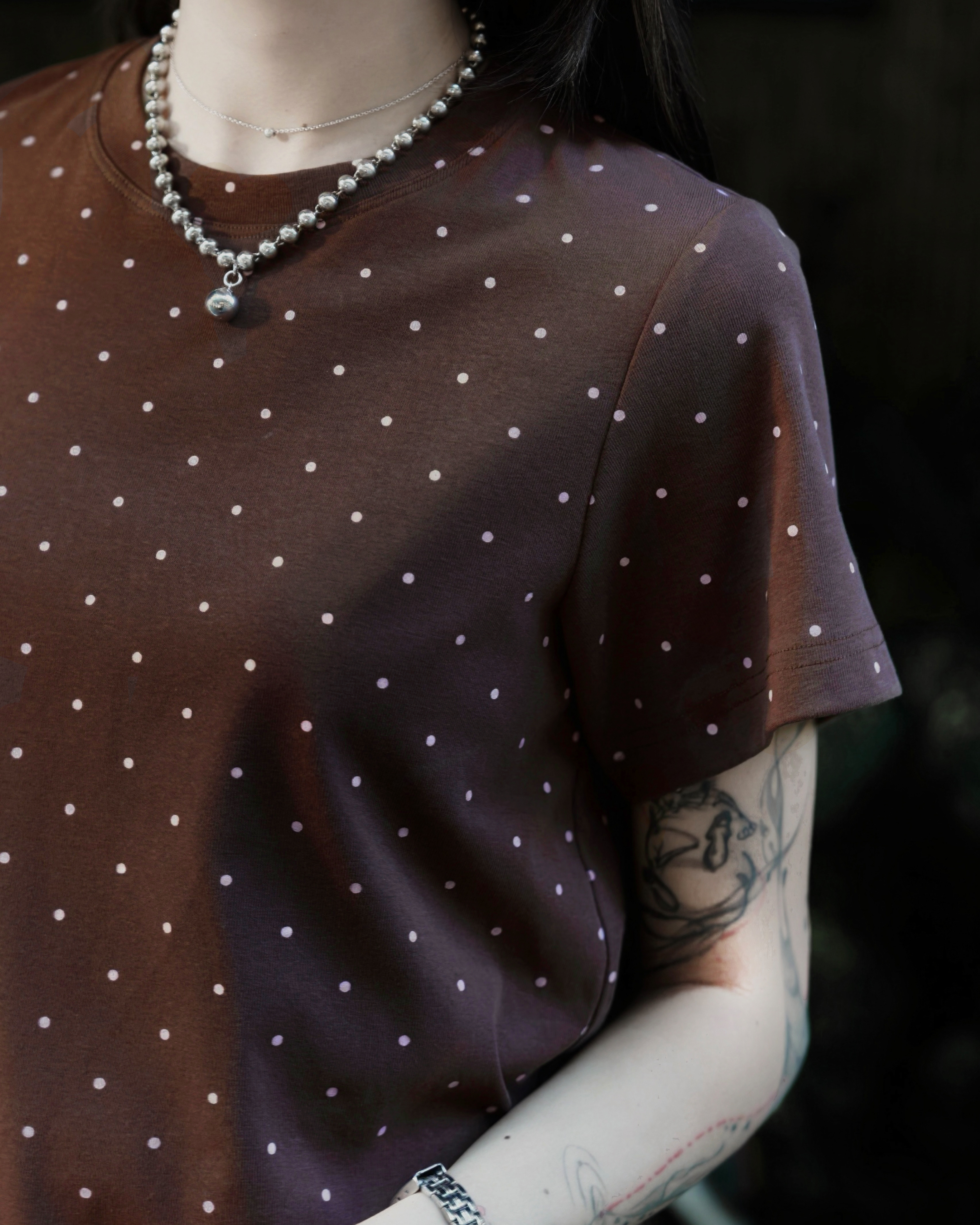 【 Kiki.co made 】Dot by Dot Everyday Tee - Coffee Brown
