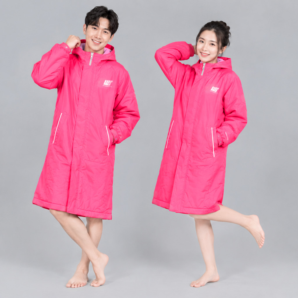 Unisex Plain Triple Layer Swim Parka - Pink