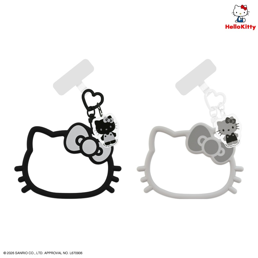 日本 Sanrio Hello Kitty 黑灰造型系列 多用途矽膠手機防掉環