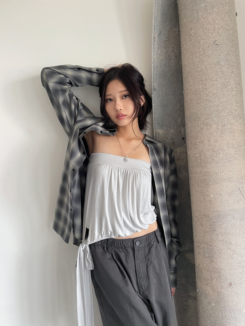 #T671 (UNISEX) 挺料格紋襯衫