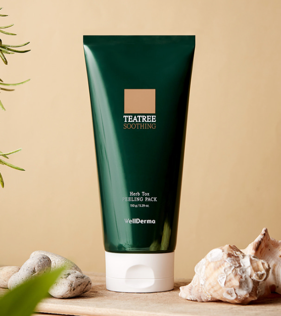 韓國代購 WellDerma  「茶樹舒緩草本微針排毒去角質面膜泥」 (TeaTree Soothing Herb Tox Peeling Pack) 150G🤯買1送1🤯