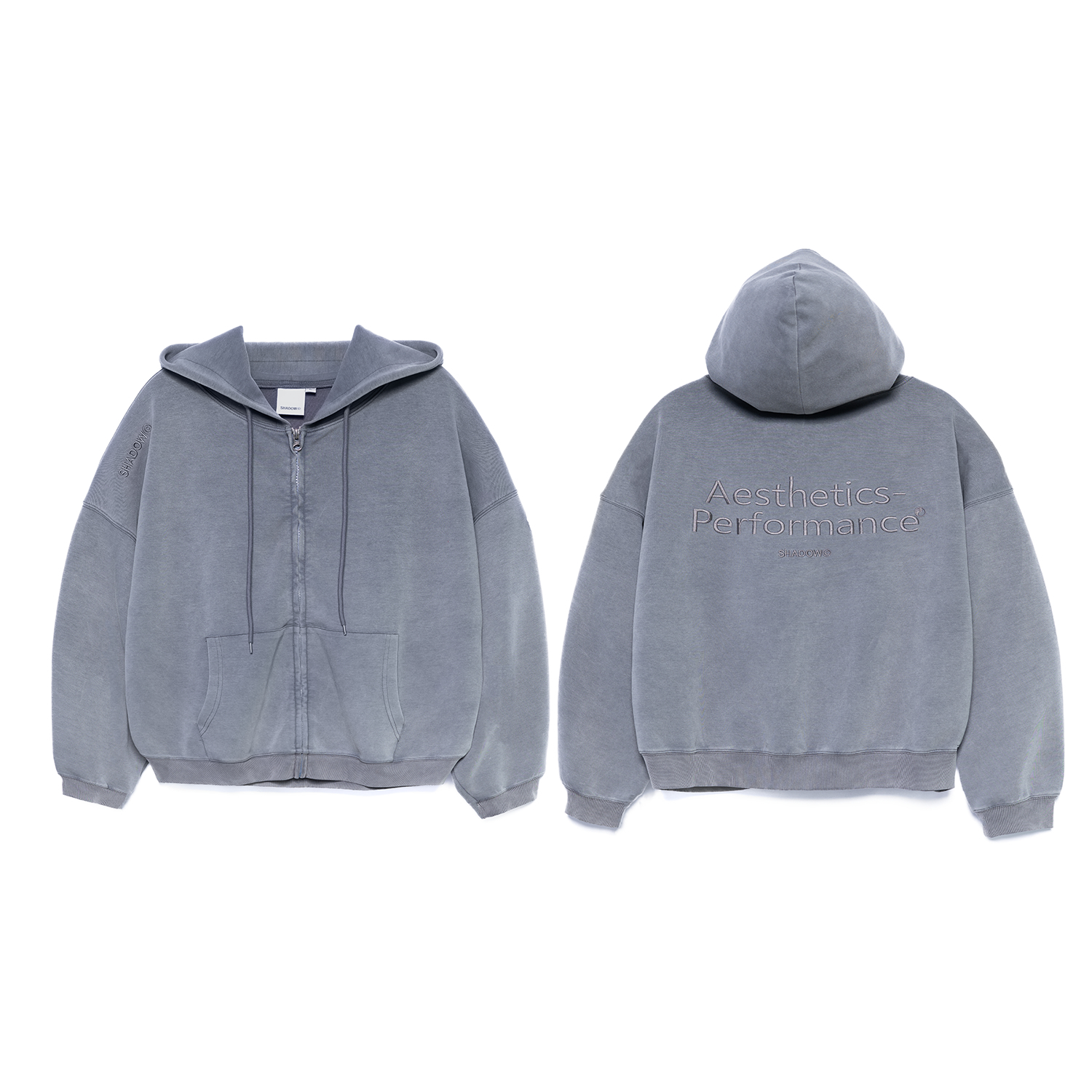 SHADOW Washed Silk-Touch Cotton Zip Hoodie