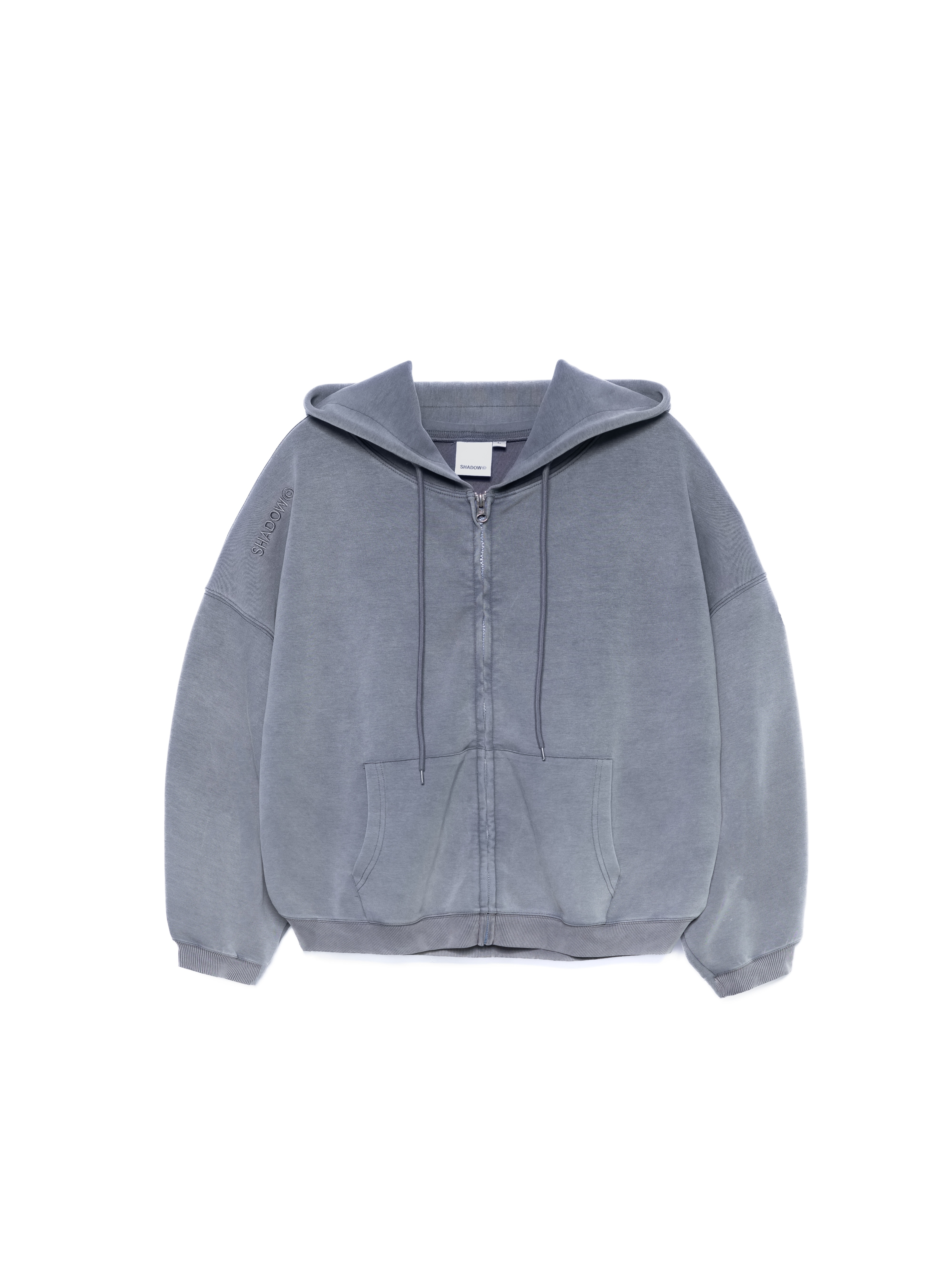 SHADOW Washed Silk-Touch Cotton Zip Hoodie