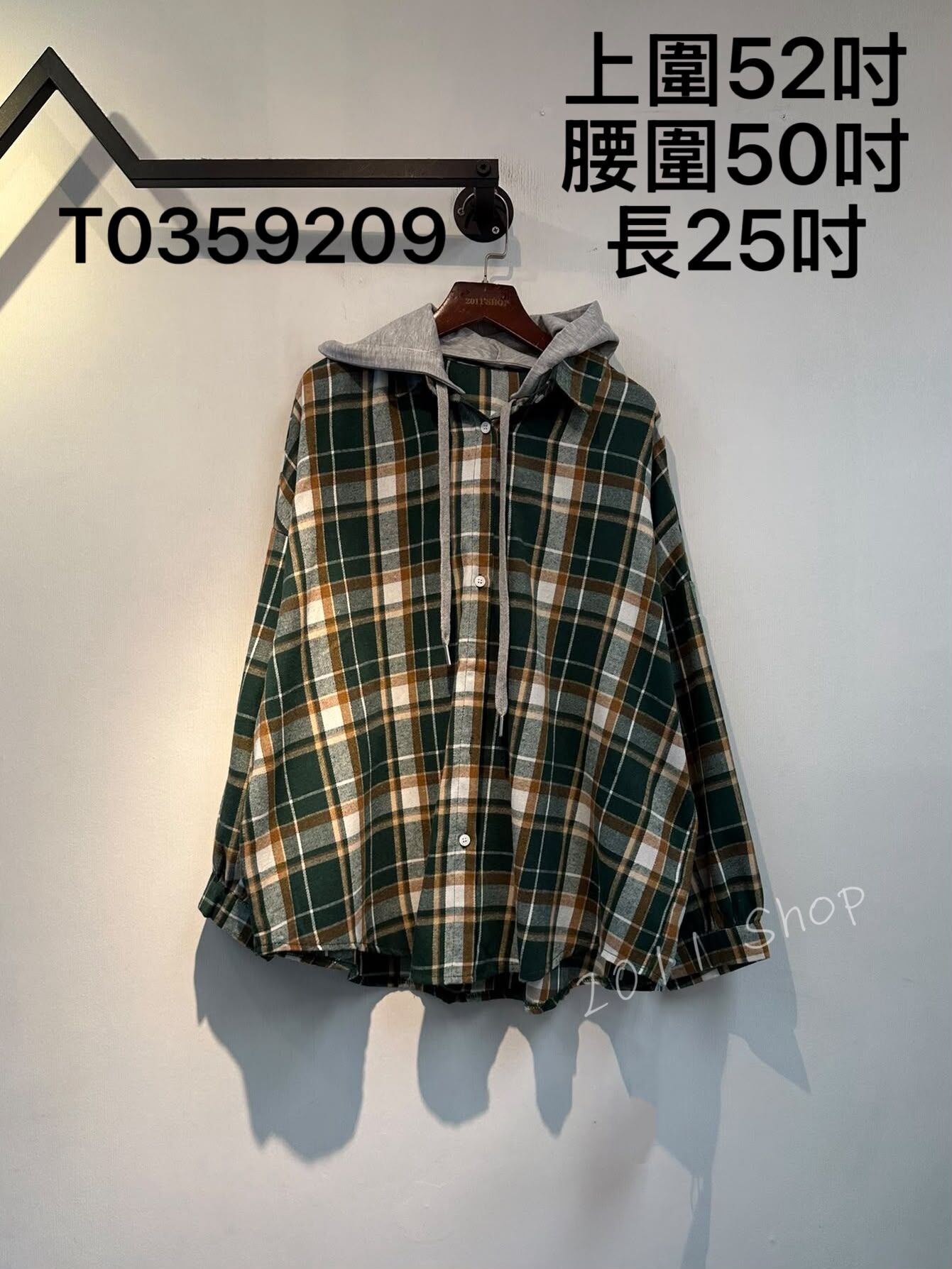 美式格仔拼色帽子可拆外套  上圍52吋 腰圍50吋 長25吋  T0359209