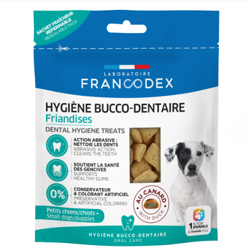 Francodex 狗小食．幼犬及小型犬 潔齒除口氣配方 鴨肉味75g