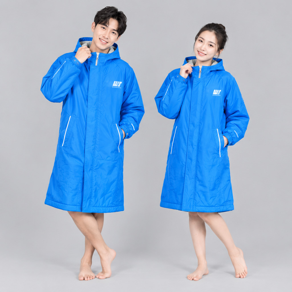 Unisex Plain Triple Layer Swim Parka - Blue