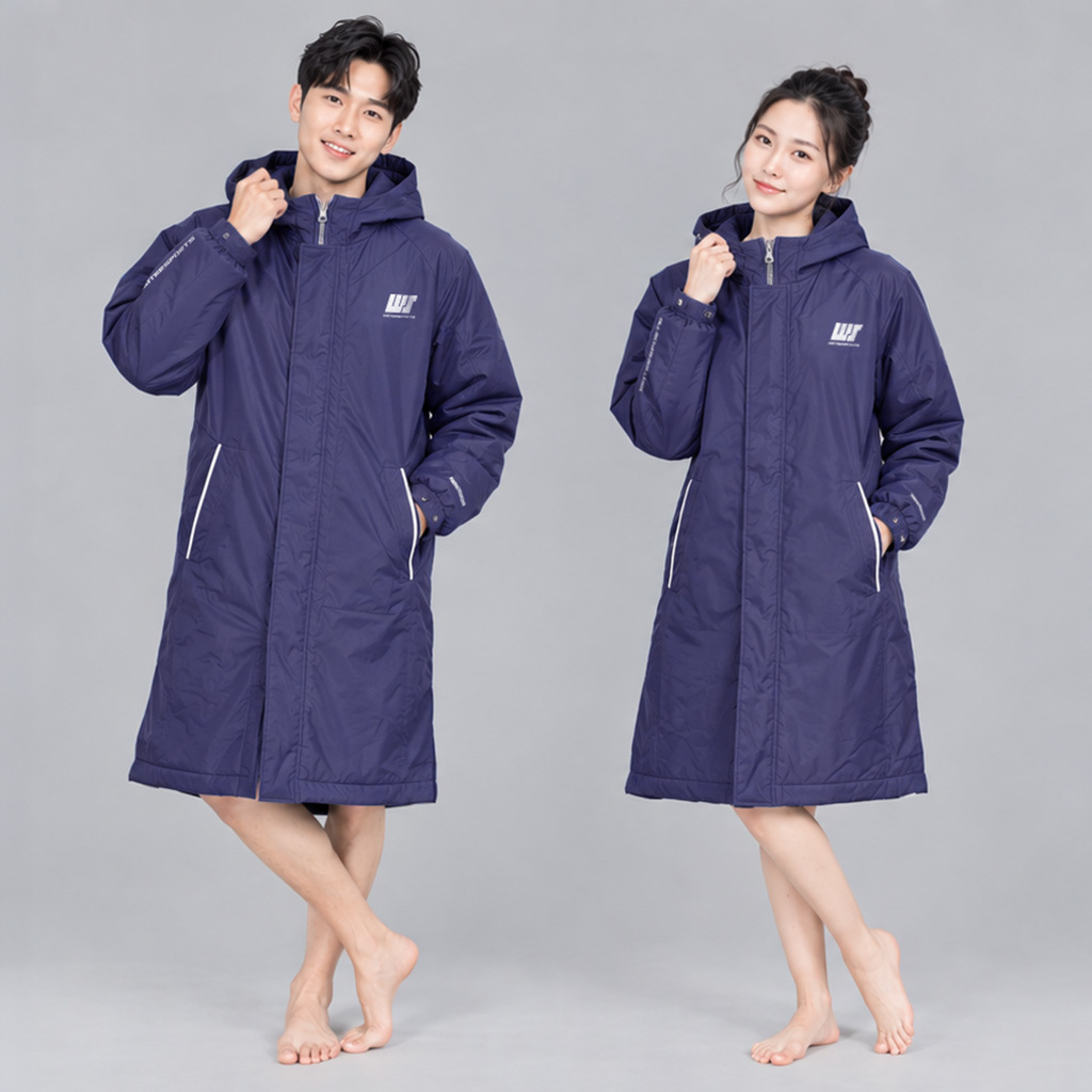 Unisex Plain Triple Layer Swim Parka - Navy