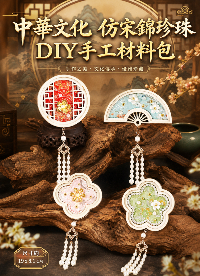 中華文化 仿宋錦珍珠DIY手工材料包 CH2652