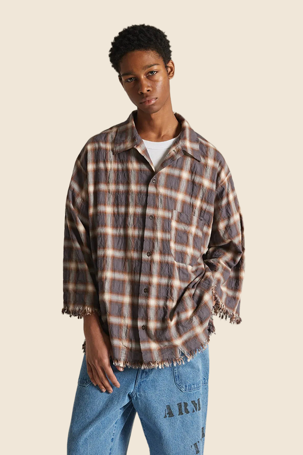 ARMY TWILL -  CHECKED UTILITY 襯衫（灰色）