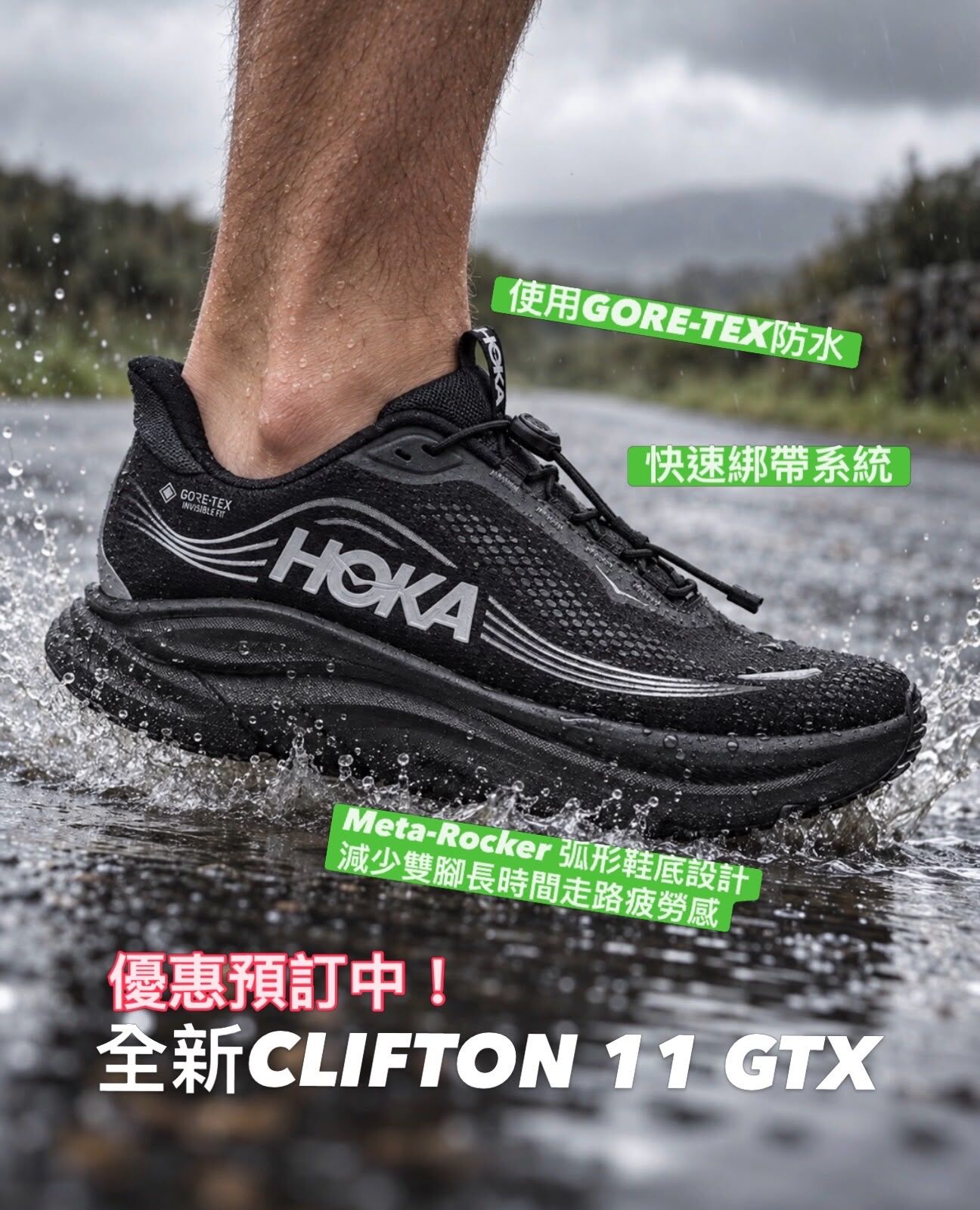 預訂|HOKA Clifton 11 Gore-Tex Black