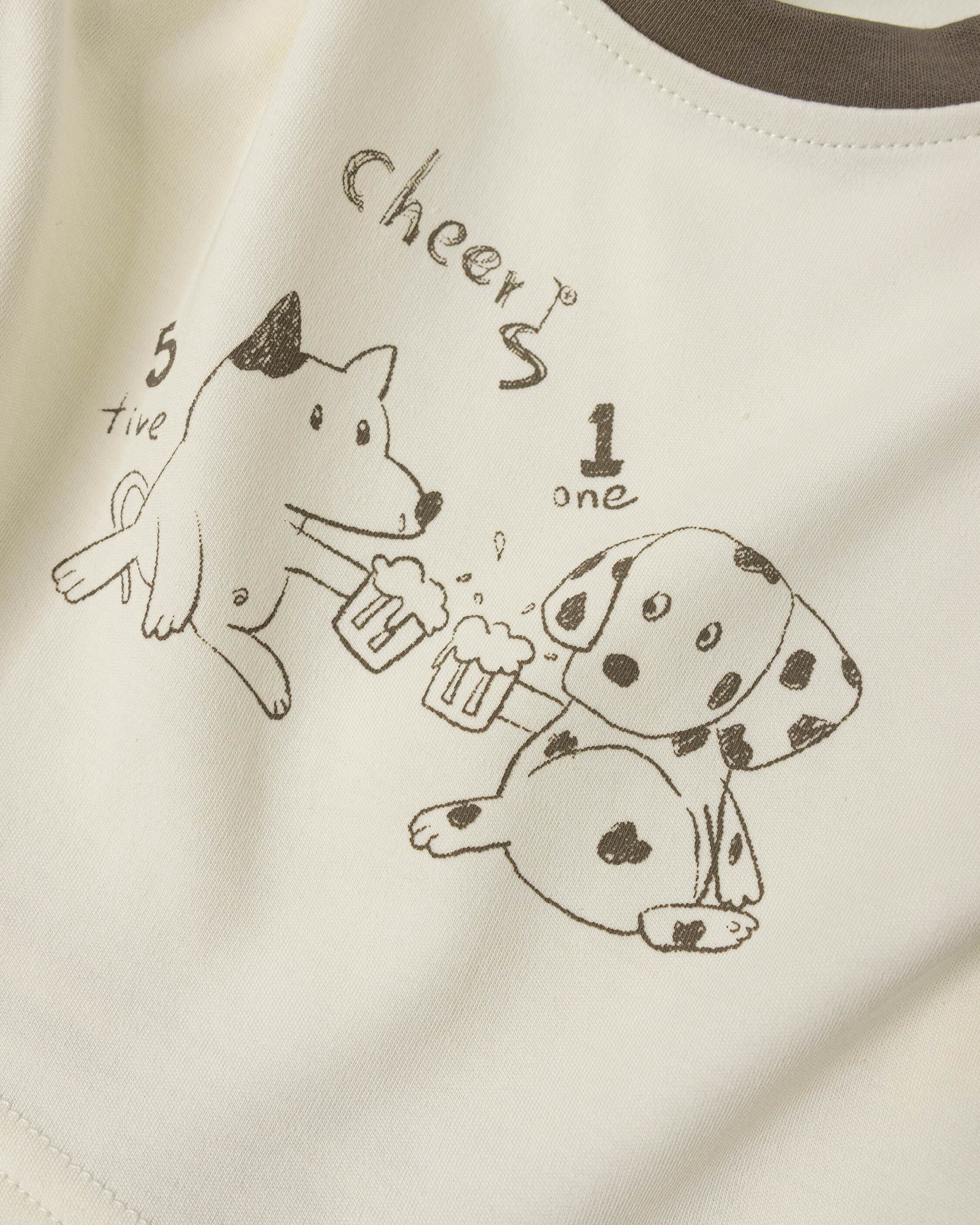Q萌乾杯小狗條紋拼接上衣 /內搭衣 (H65276)