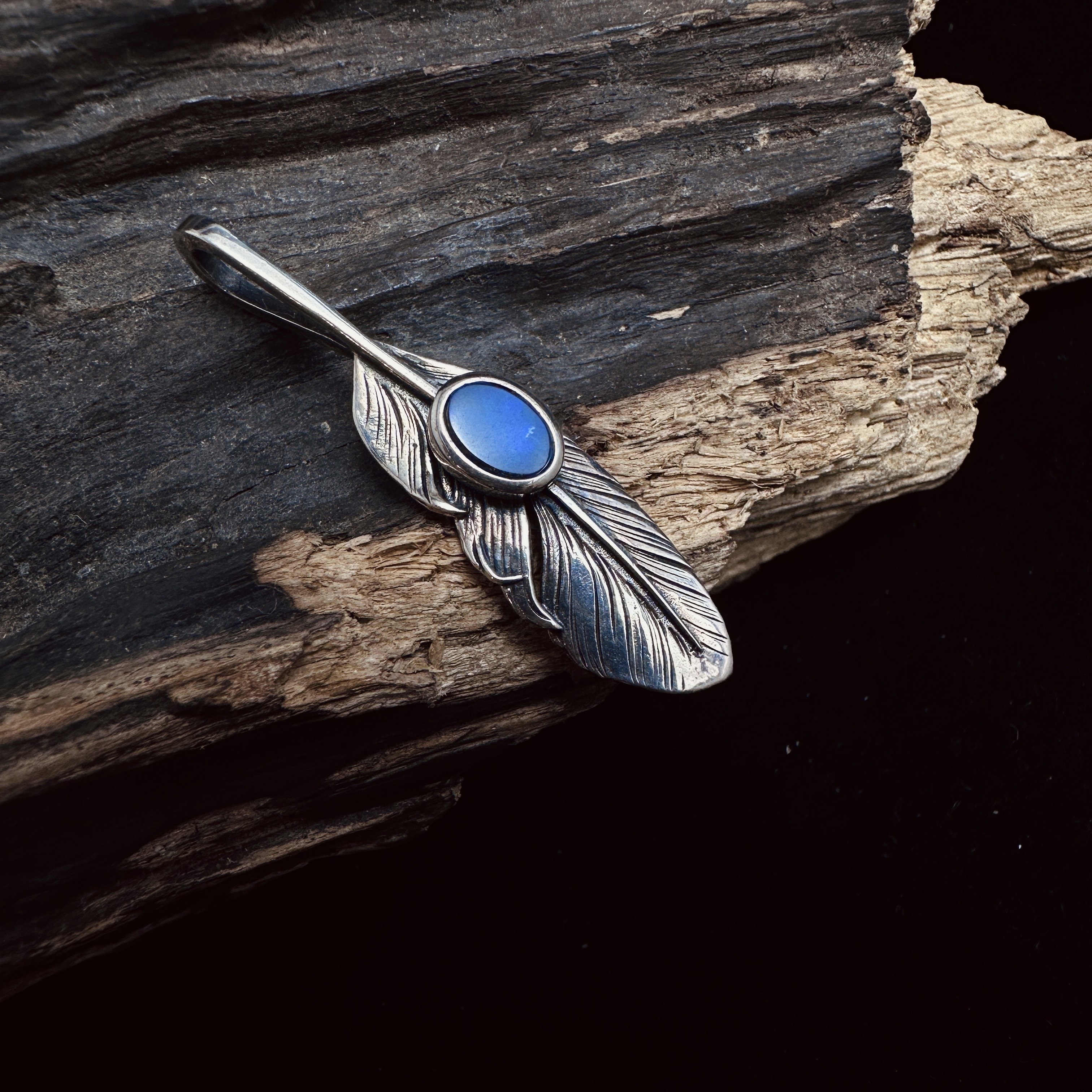 Black Venom Jewelry- Freedom & Prayer XS(4cm) Silver Feather with Opal
