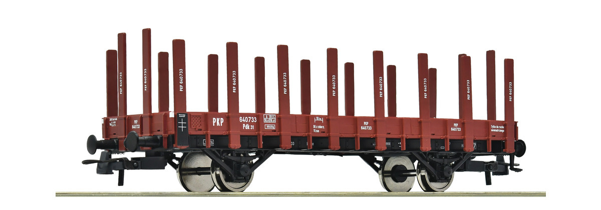 Roco 6600148 HO規 有樁平車（立柱式平車）波蘭國家鐵路（PKP），第三世代